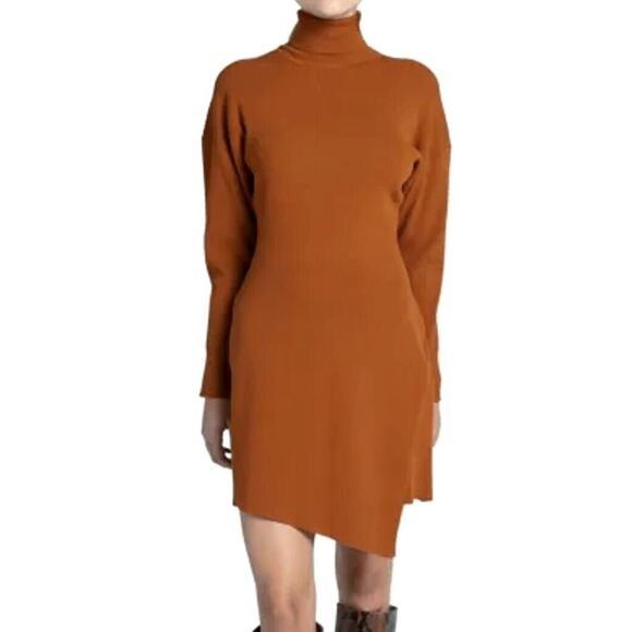 A5 NEW A.L.C. Virgo Allspice Turtleneck Asymmetric Hem Sweater Dress Sz L $450 - Picture 1 of 8
